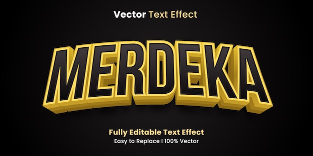 Векторный редактируемый текстовый эффект со стилем текста merdeka