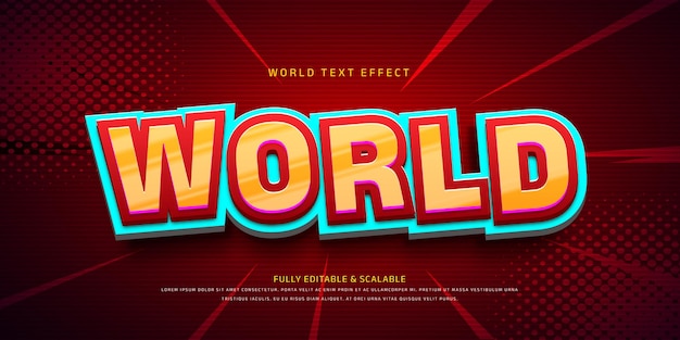 vector editable world text effect font style