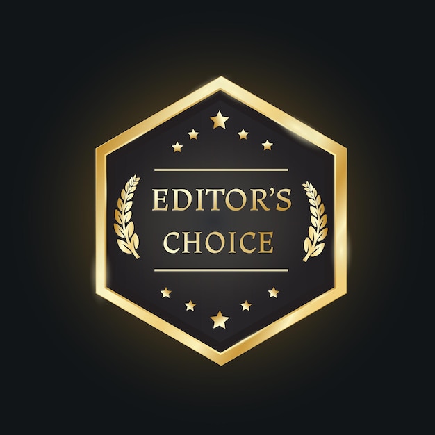 vector editor's choice golden label on black background