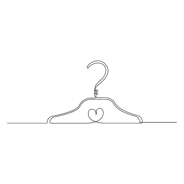 Vector vector een continue lijn kunst tekening van kleding hanger minimalistisch concept van wasserette