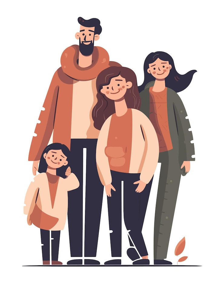 Vector vector een groep gelukkige familieillustratie