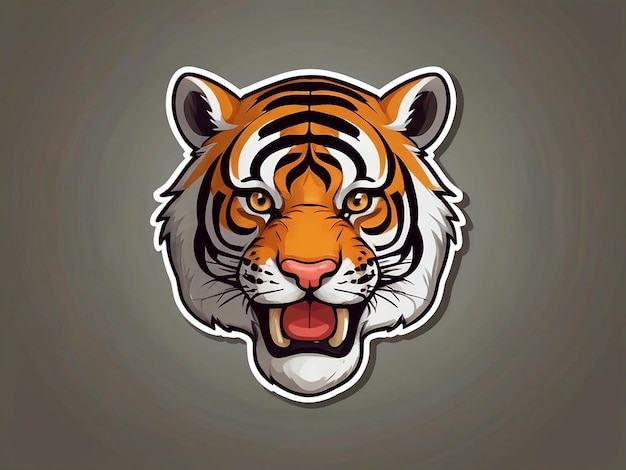 Vector Een sticker sjabloon van tijger cartoon personage geïsoleerd