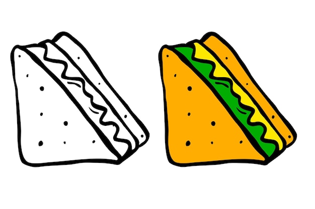 Vector eenvoudige doodle set 2 van sandwich geïsoleerd op wit