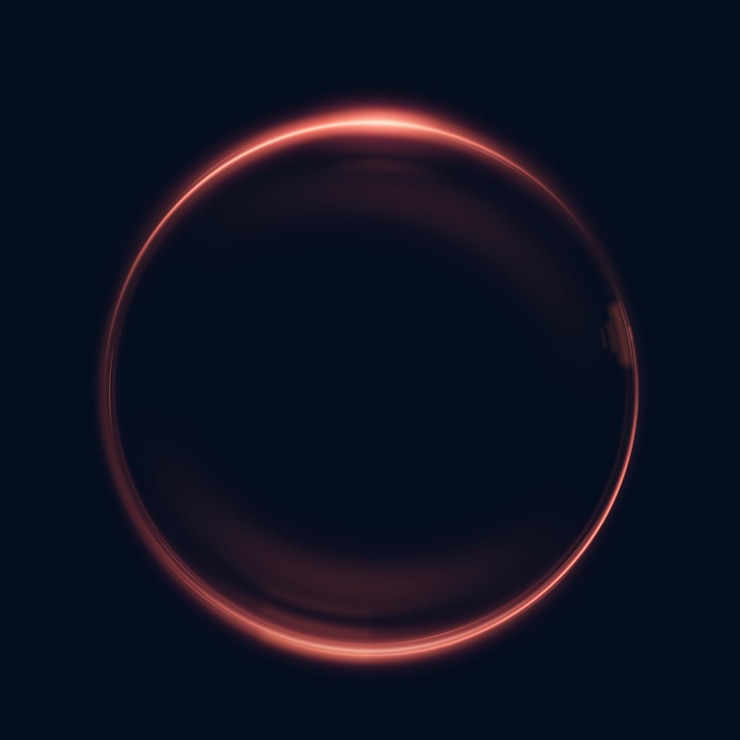 Vector vector effect of bright circular line of light glowing fiery bright trace on dark background