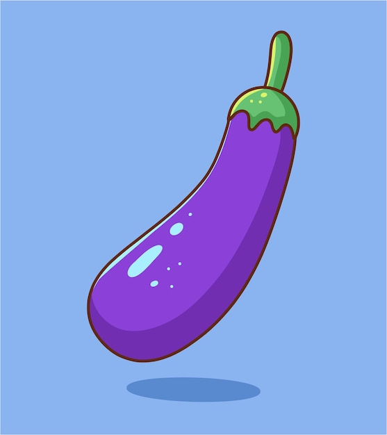 Vettore vettore melanzane verdura cartone animato vettore icona illustrazione cibo disegnato a mano