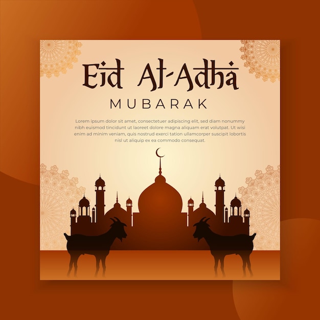 벡터 eid al adha mubarak 이슬람 축제 소셜 미디어 게시물 템플릿