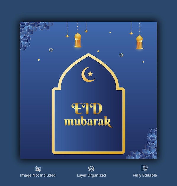 Vector eid mubarak background islamico banner sui social media e raccolta post instagram premium