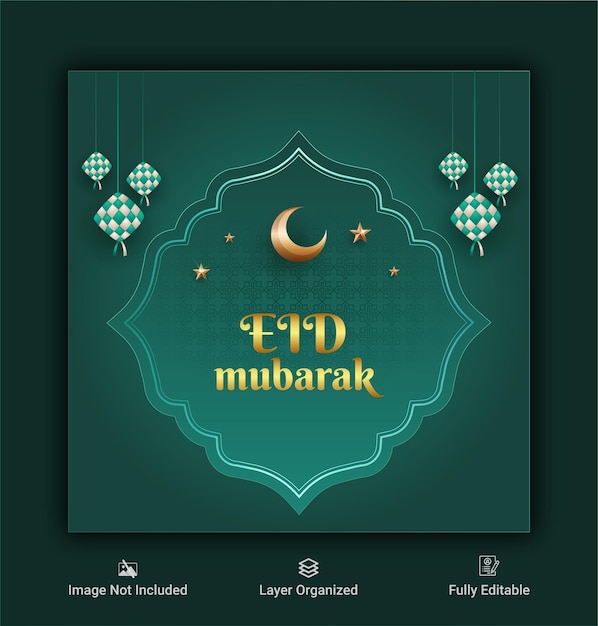 Vector eid mubarak islamic background social media banner and instagram post collection premium