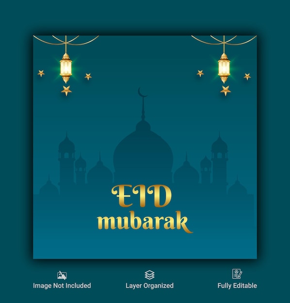 Vector eid mubarak islamic background social media banner and instagram post collection premium