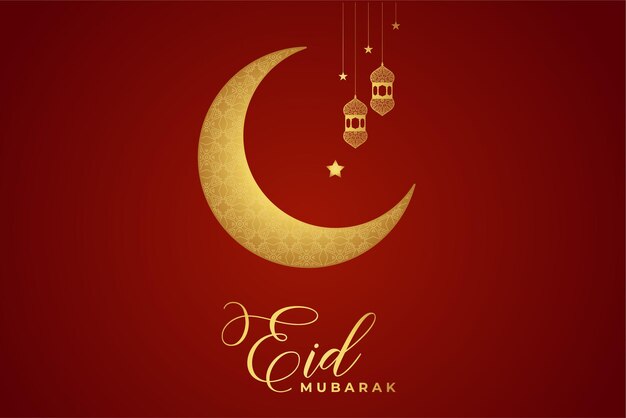 Vector Eid Mubarak Islamic New Year background with candles and moon