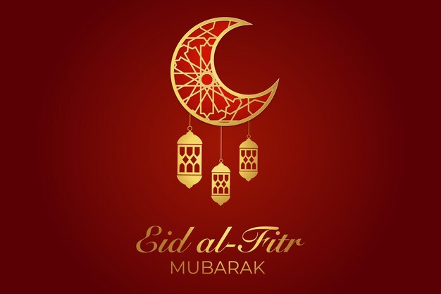 Vector eid mubarak islamic new year background with candles and moon