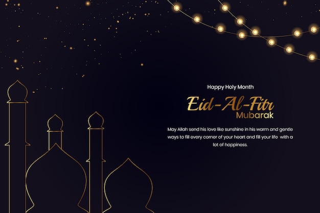 Vector vector eid mubarak islamitisch ontwerp met gouden schittering en lichten