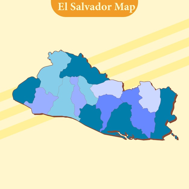 Vector vector el salvador map vector with regions and cities lines and full every region