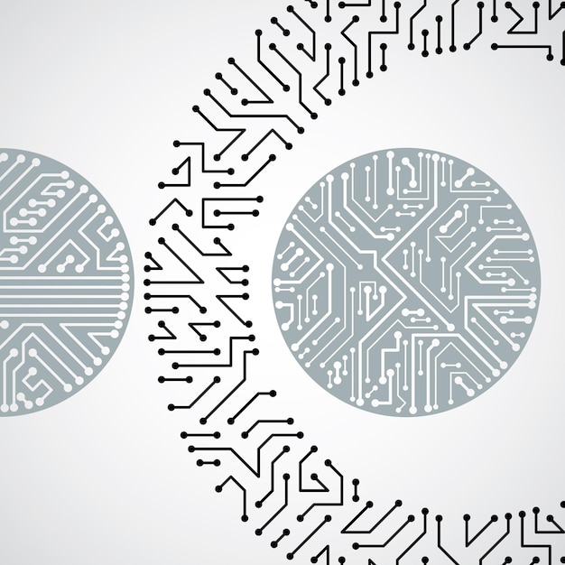 Reticolo elettronico di vettore con lo schema del microchip, fondo futuristico di alta tecnologia del circuito. connessioni digitali.