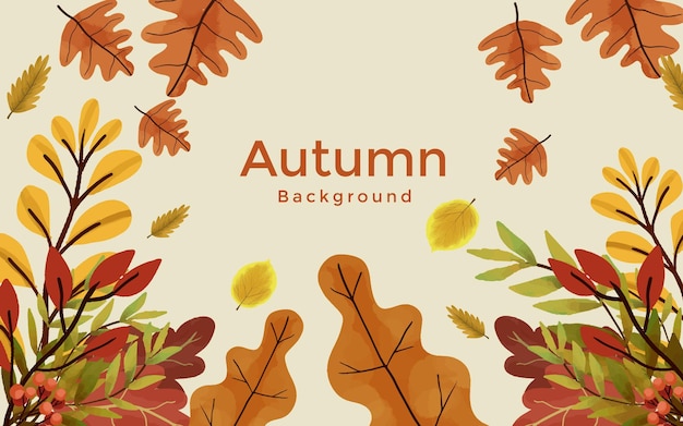 Vector elegant autumn leaves watercolor background