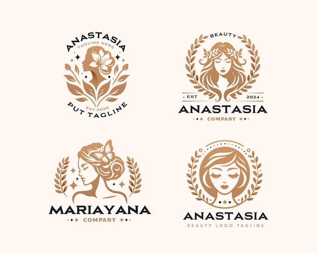 Vector elegant beauty woman salon logo design for company