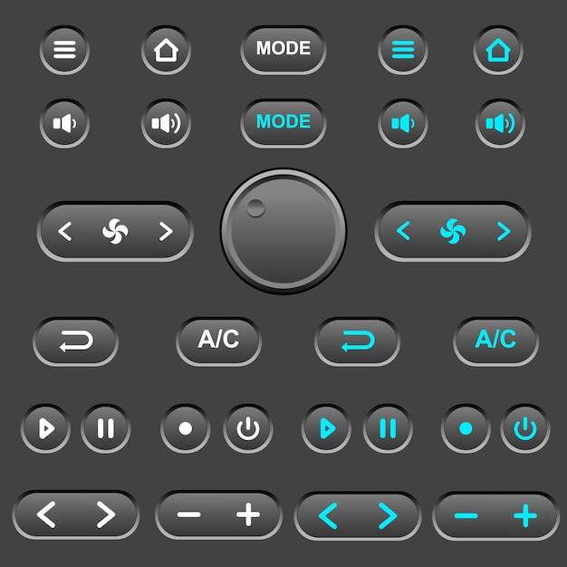 Vector elegant black button audio playback for ui app design vector elements for user interface