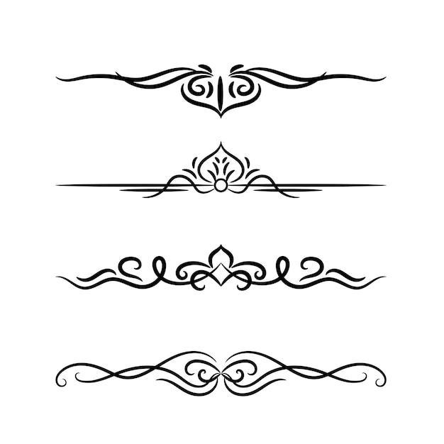 vector elegant calligraphic decorative ornamental element set floral decorative dividers set design