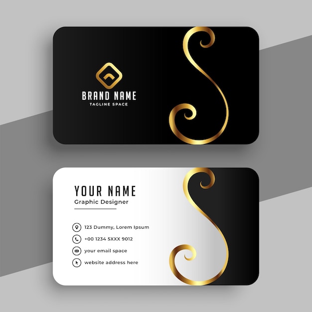 Vector elegant golden swirl business card