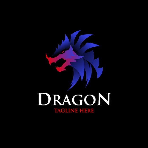 Vector vector elegant gradient dragon head logo template