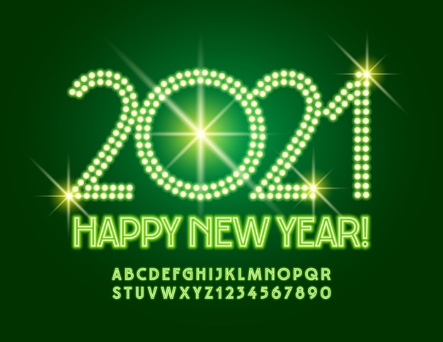 Vector elegant greeting card Happy New Year 2021