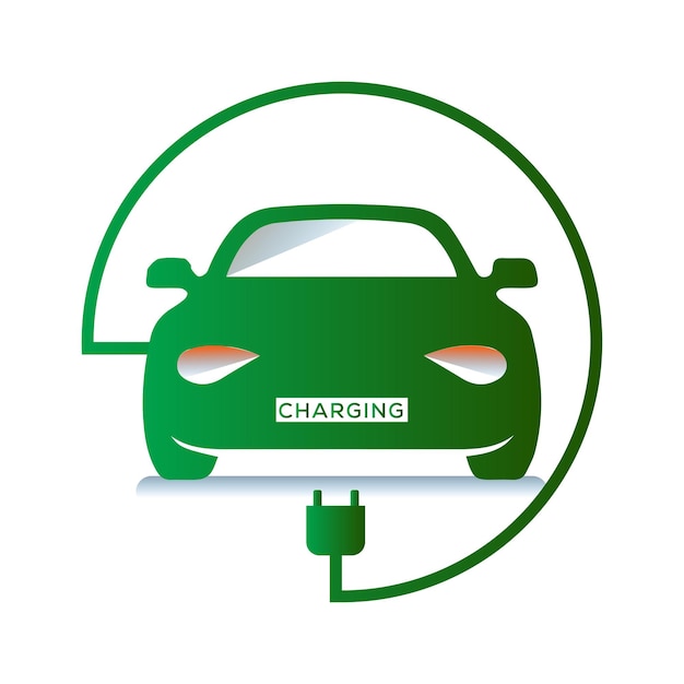Vector elektrische auto icoon en auto laadstation