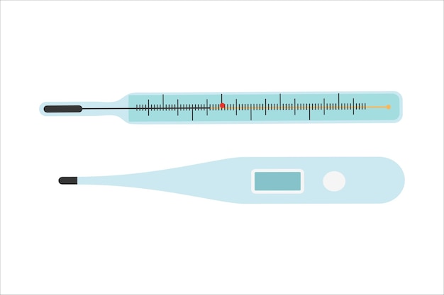 Vector elektronische medische thermometer medische kwik digitale thermometer ontwerpsjabloon