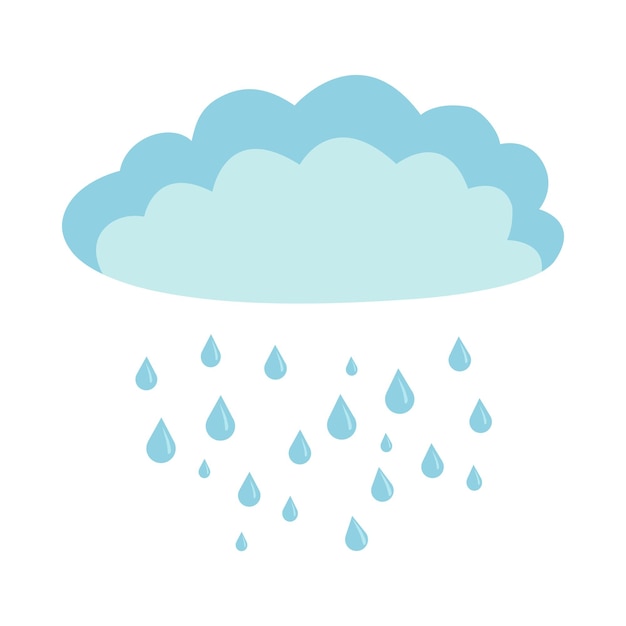 Vector vector element cloud blue cloud rain flat style for children's blogs books or posters