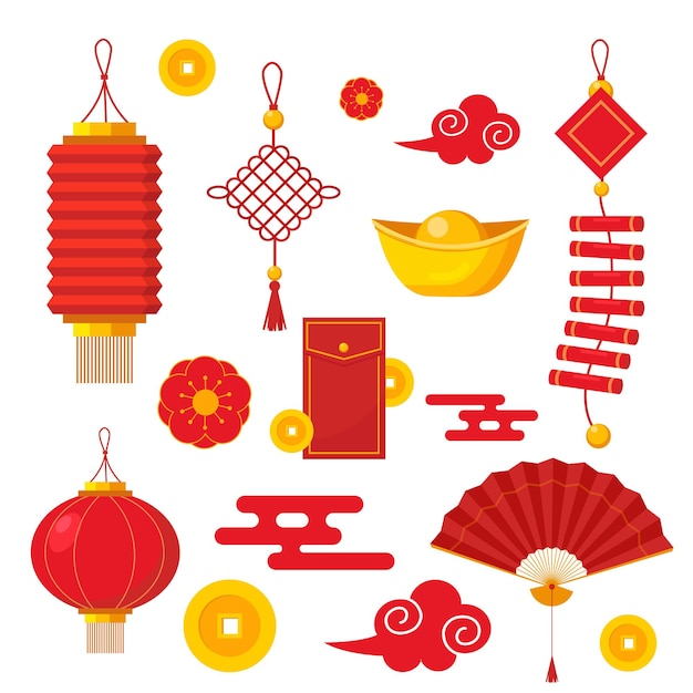 Vector vector elements collection for chinese new year celebration