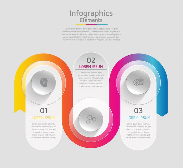 Vector elements for infographic. presentation and chart. steps or processes.  3 step.