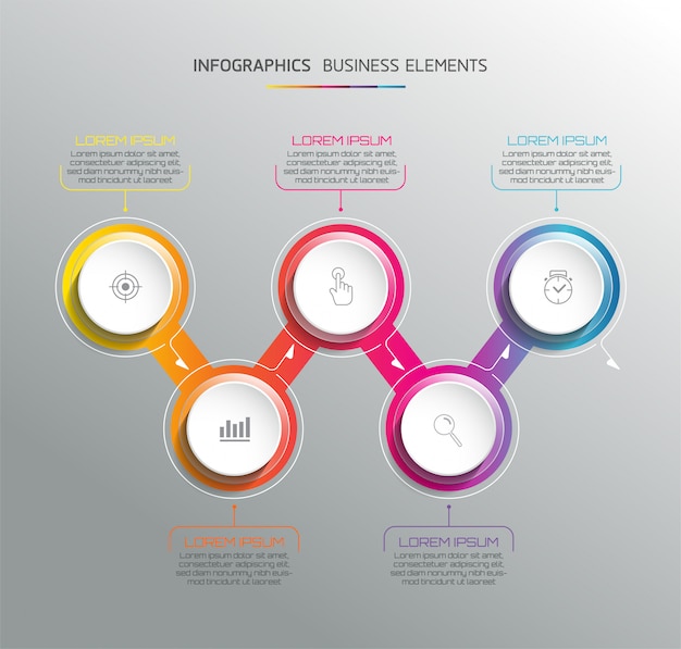 Vector elements for infographic. presentation and chart. steps or processes.  5 steps