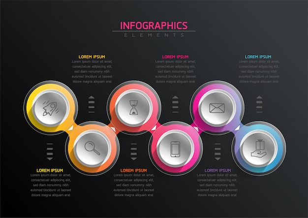 Vector vector elements for infographic. presentation and chart. steps or processes.  6 steps.