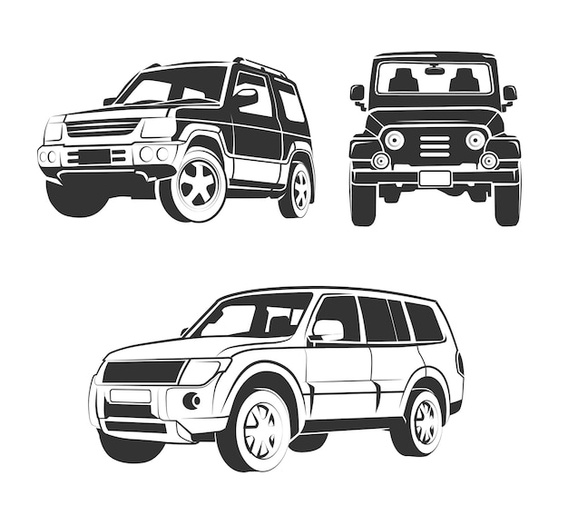 Elementi vettoriali per emblemi di fuoristrada suv auto