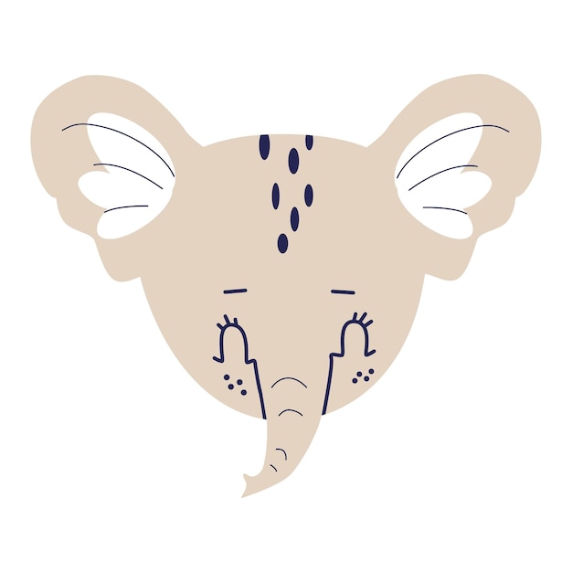 Vector vector elephant face cartoon scandinavian style