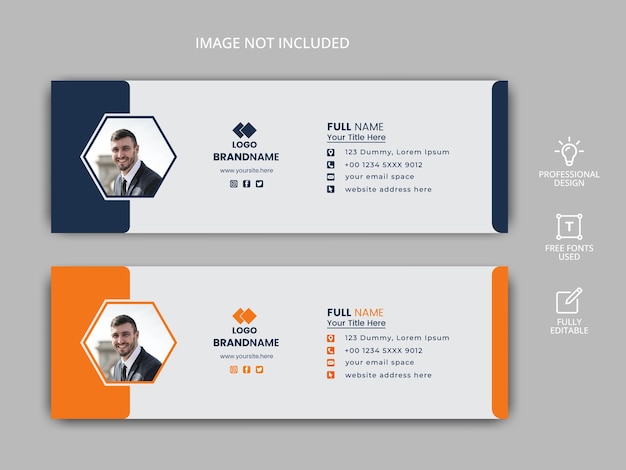 Vector email signature template design or personal social media cover template