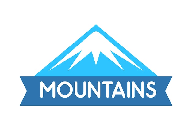 アルプス エベレスト遠征や旅行へのツアーの装飾のための青い色のロゴの山のベクトル紋章