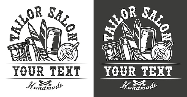 Vector vector emblem on the tailor salon theme. the text is in a separate group