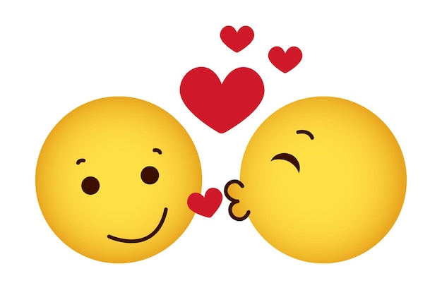 Disegno vettoriale delle coppie di san valentino di emoji vettoriali. concetto di carattere emoji innamorato