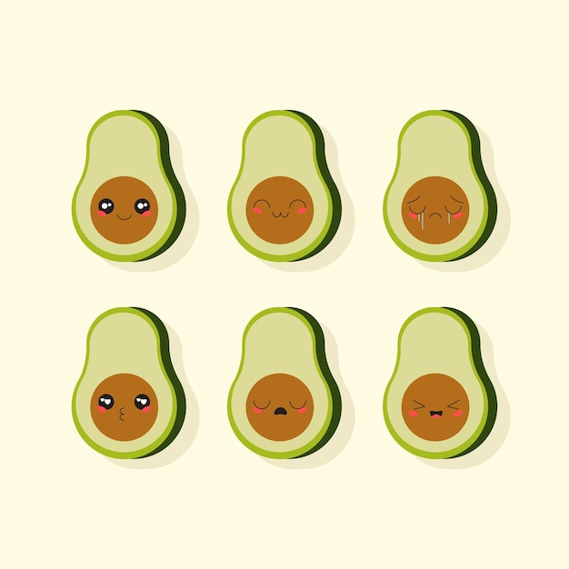 Vector vector emojis of avocado