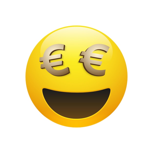 Vector emoticon met gouden euroteken