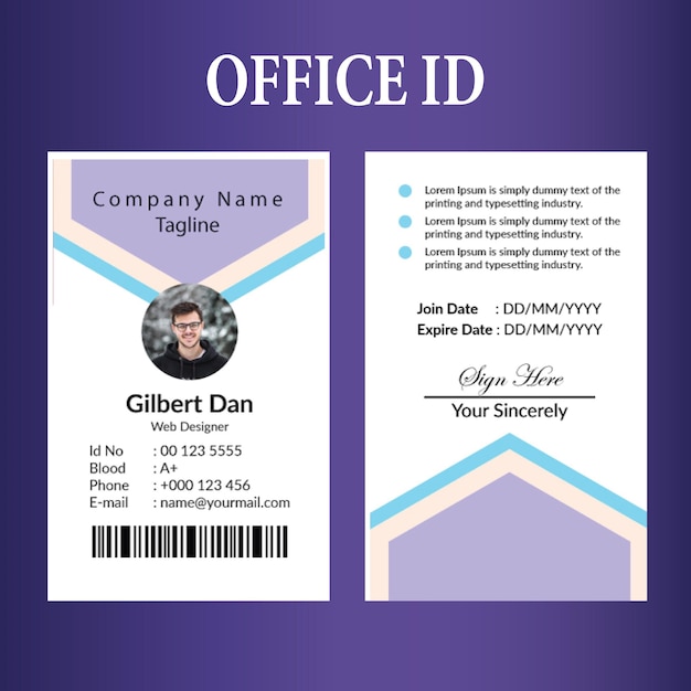 Vector Employee Abstract Front and Back id Card Design Template