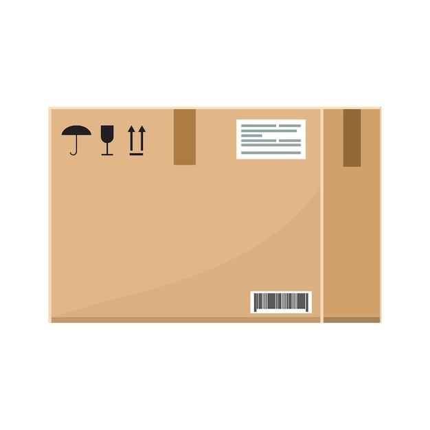 Vector empty cardboard box with flat and solid color style design