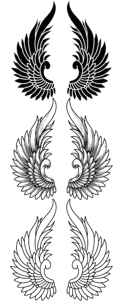 vector engelenvleugels decorontwerp tattoo
