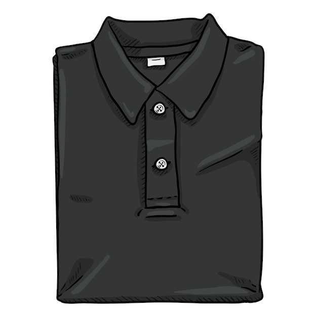 Vector enkele cartoon afbeelding gevouwen zwart poloshirt