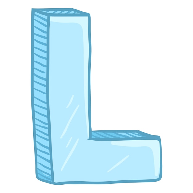 Vector enkele Cartoon afbeelding ijsblauwe letter L