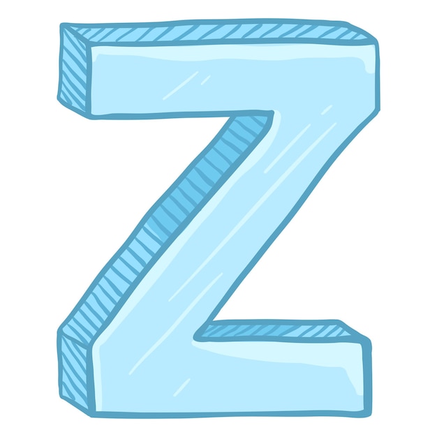 Vector enkele Cartoon afbeelding ijsblauwe letter Z