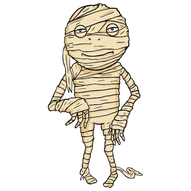 Vector enkele geïsoleerde halloween stripfiguur - mummie.