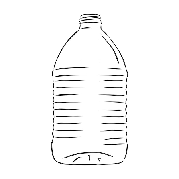 Vector enkele schets plastic fles water. plastic fles, container, schets vectorillustratie