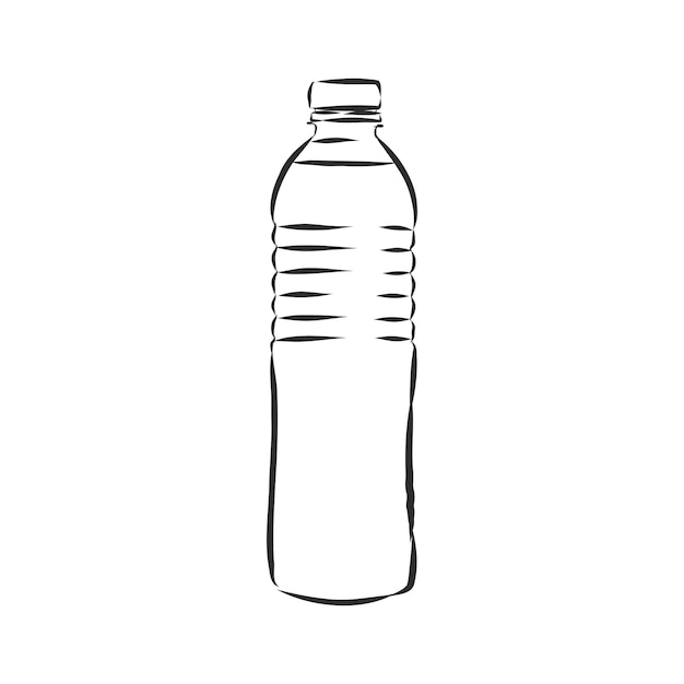Vector enkele schets plastic fles water. plastic fles, container, schets vectorillustratie