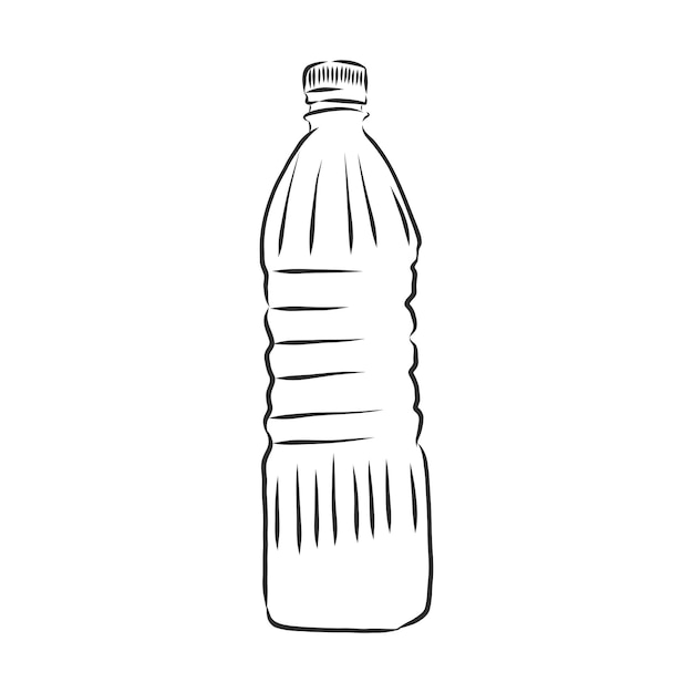 Vector enkele schets plastic fles water. plastic fles, container, schets vectorillustratie